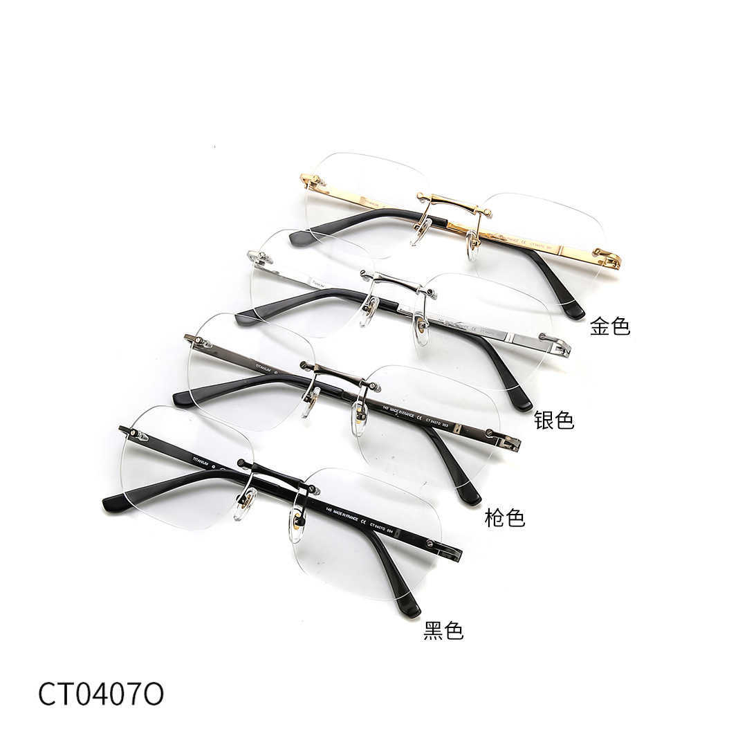Classic designer top sunglasses Ultra Light Pure Titanium Square Glasses CT0407O Mens and Womens Frameless Business Frame