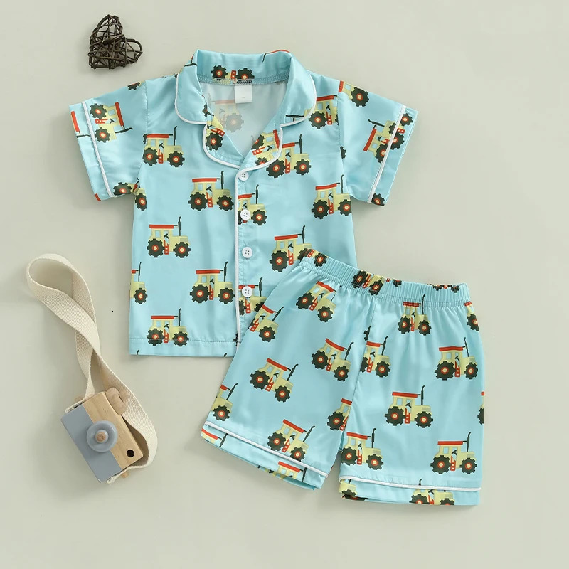 0217 loisirs bébé garçons 2 pièces tenues d'été à manches courtes col à revers chemise ensemble Short et haut enfants vêtements 250319