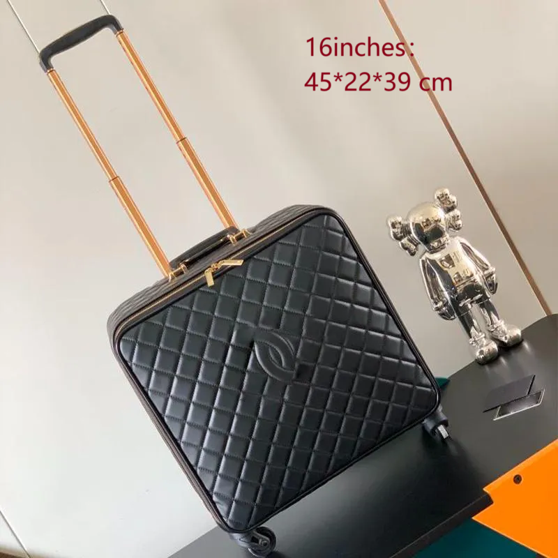 Designer Suitcase Business travel luggage black leather Nylon is portablemetal Women Men Fashion Texture Travel Wheel 20inches Capacity Luggage A-image-1049822697