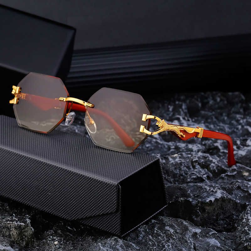 Classic designer top sunglasses Imitation wood grain shaped mirror legs UV resistant sunglasses for men driving specific