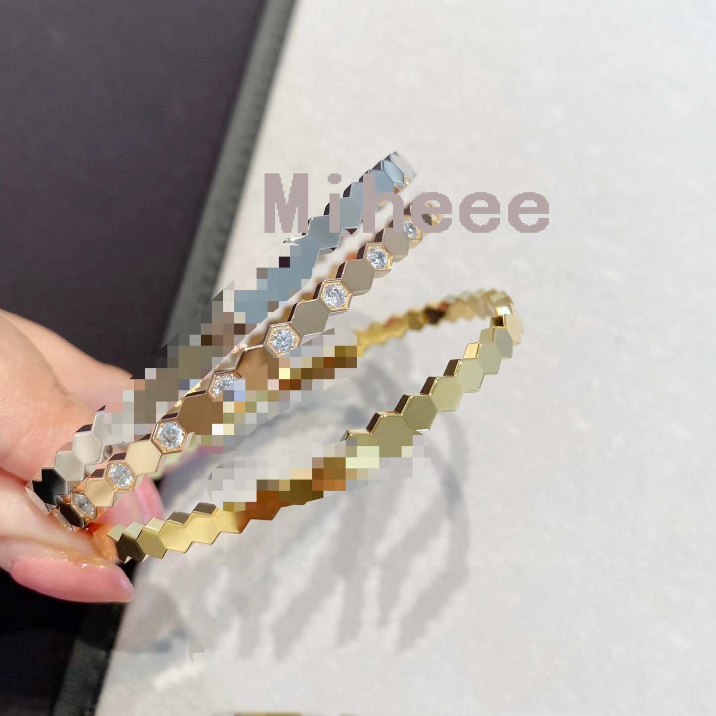 High quality hexagram Bracelet Fashion Designer Beehive Bangles Women's Stainless steel Honeycomb Diamond Bracelet Luxury 14k Gold Charm Bra