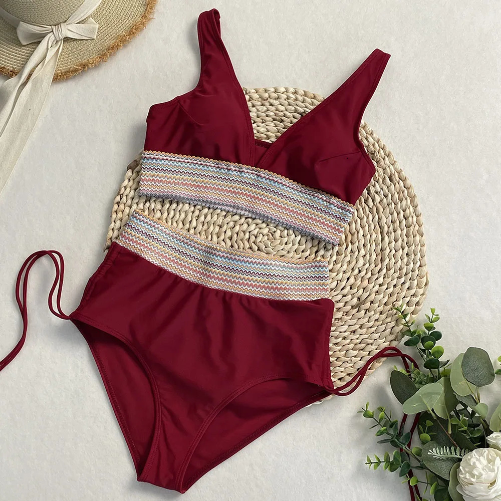 SERENECHIC Two-Piece Sexy Plus taille de maillot de bain haute Bikini Split Bikini Set Rainbow Edge Femmes Swimsuit Beachwear 250318