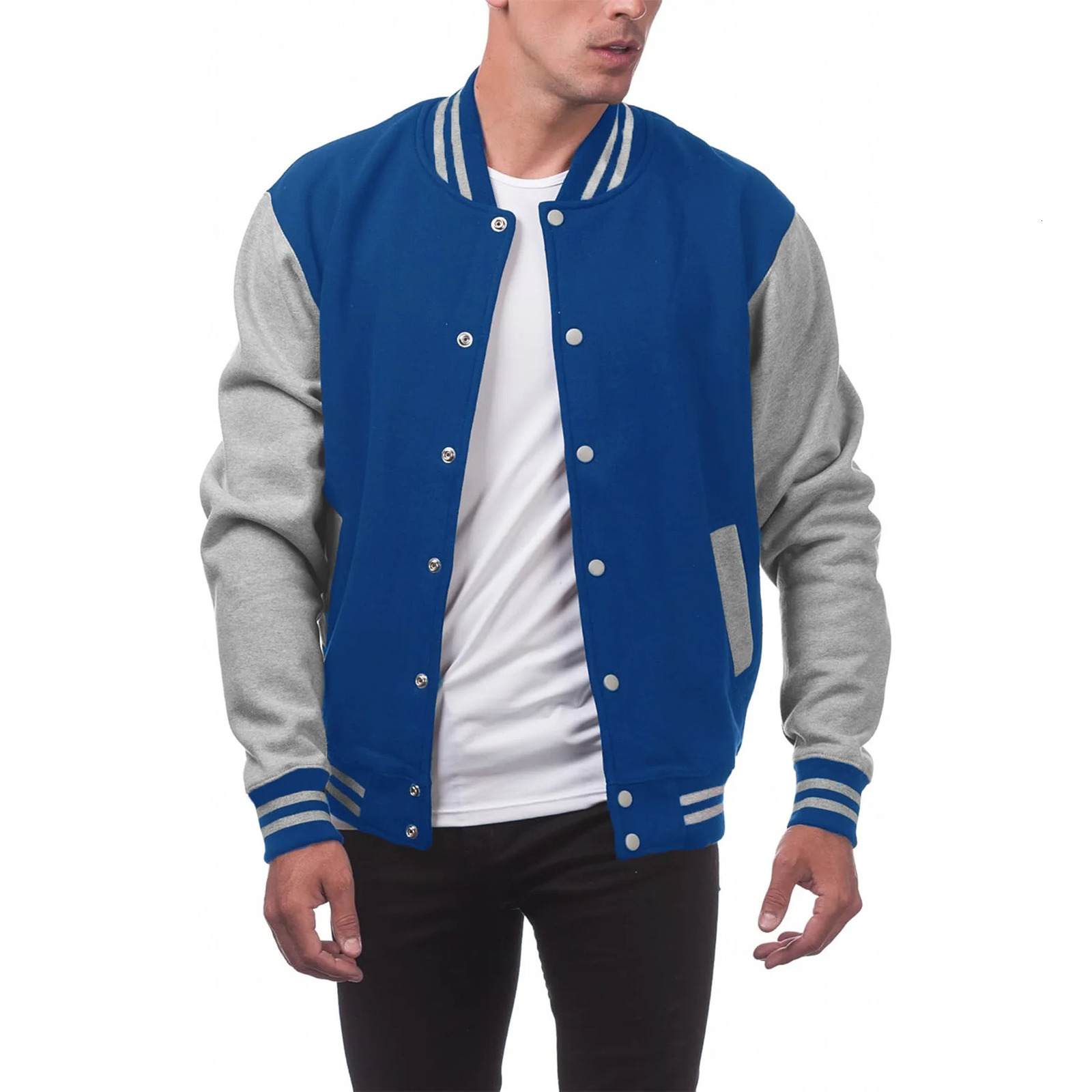 Black White Solid Color Jacket Loose Oversized Clothes Casual Men Baseball Personality Street Coat Warm Fleece Jackets 250311Z