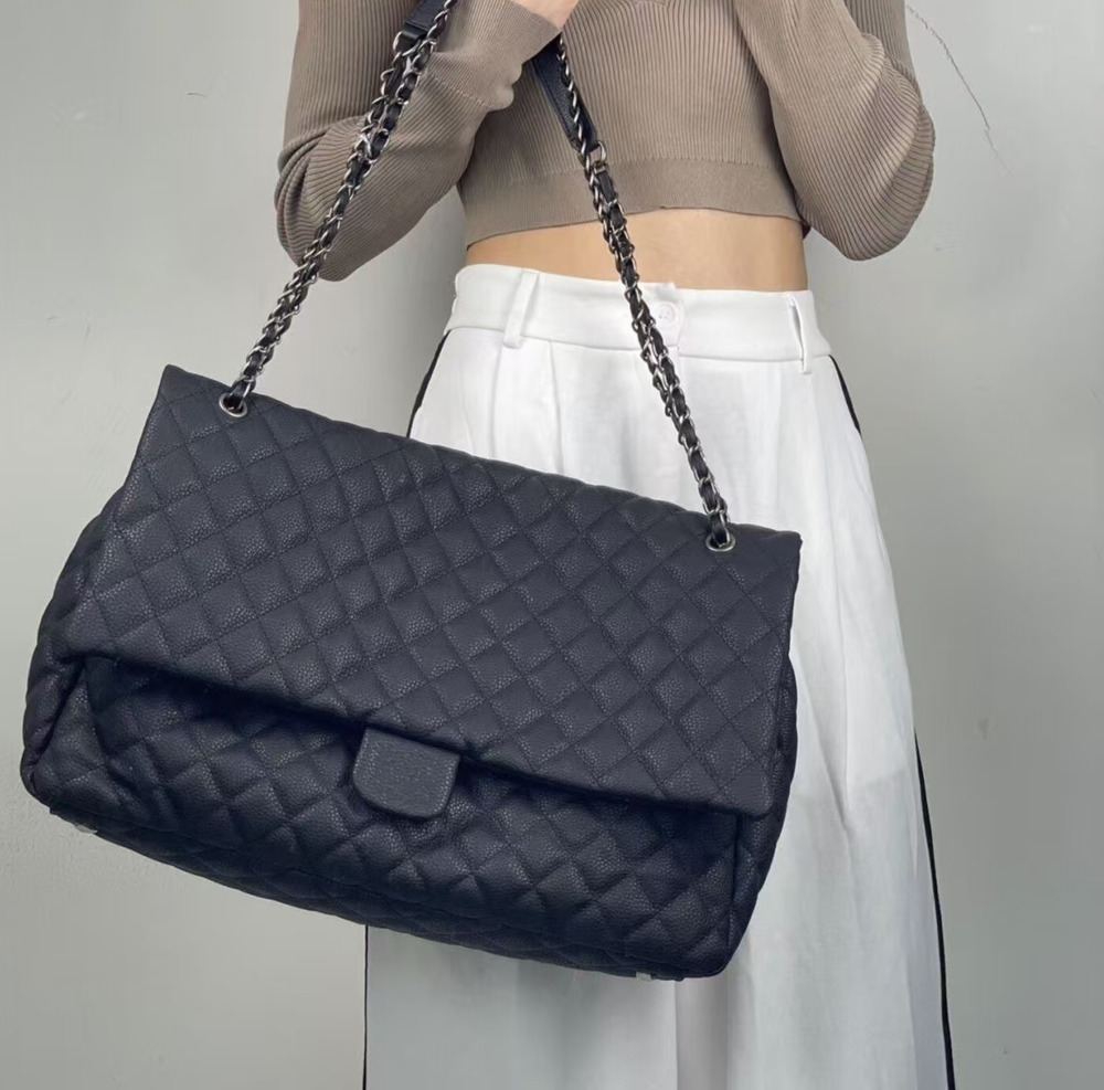 Large airpot soft Caviar Genuine Leather large bag 40 46cm Shoulder Designer Tote Womens Handbags Black Crossbody Bag Soft shopping travel bags33