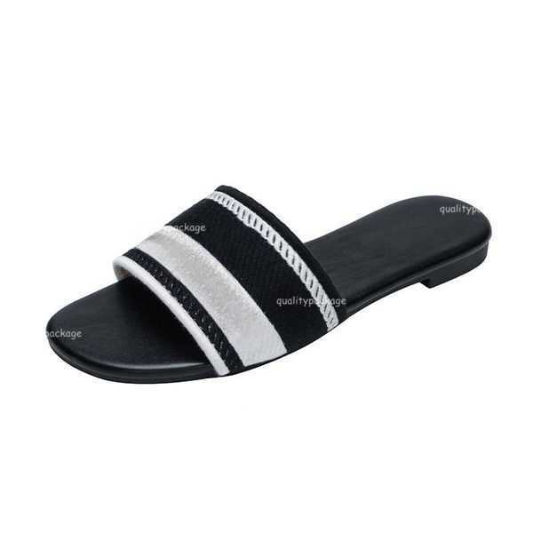 2026 Paris Embroidered Dazzle Designer Slippers Womens Sandals Summer Beach Stripes Casual Flat Slippers Sliders women ladies flip flops Embroidery
