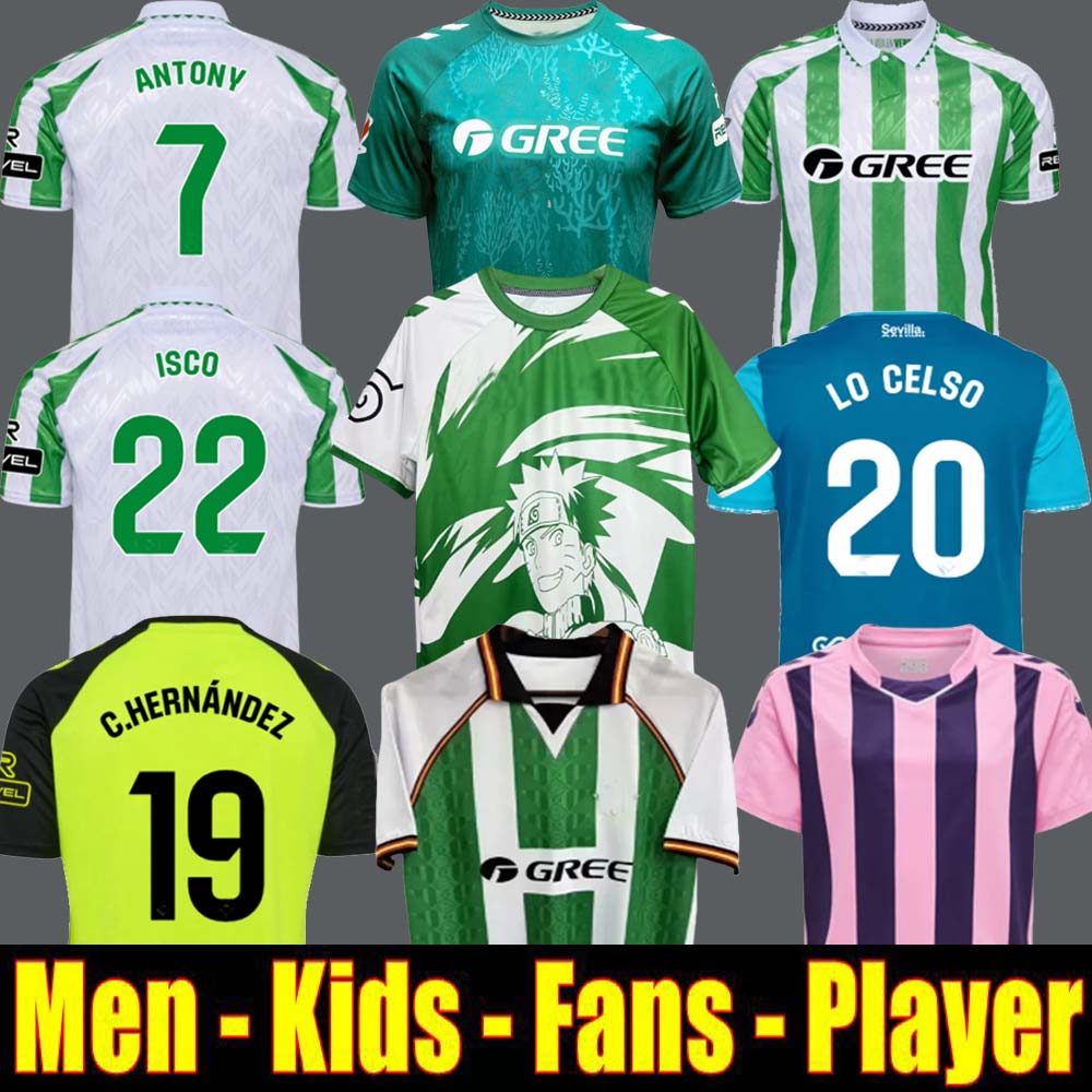 24 25 26 Betis Soccer Jerseys ISCO Real 2024 2025 Lo Celso AVILA CHIMY Chemises de football BAKAMBU Hommes Uniformes Enfants Kits Complet ANTONY
