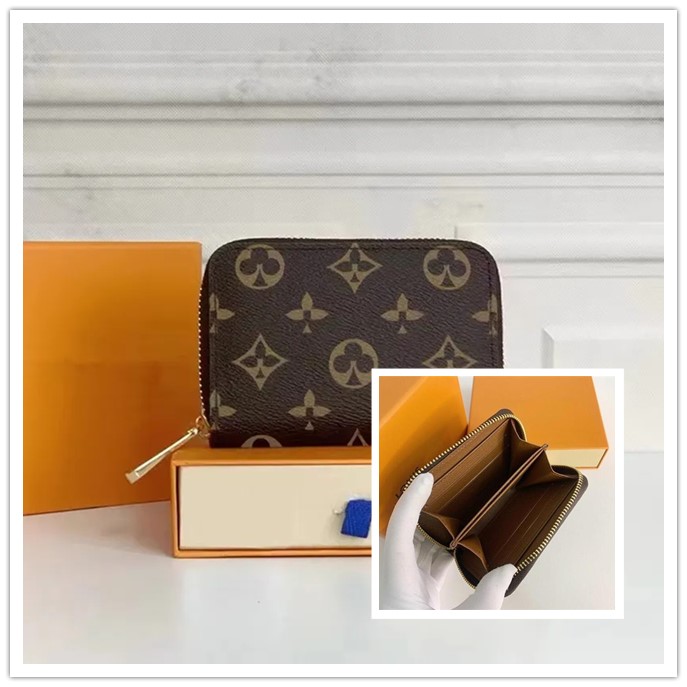 Top quality Fashion designer wallets luxury womens short purses embossed flower letters credit card holders ladies plaid money clutch bags with box