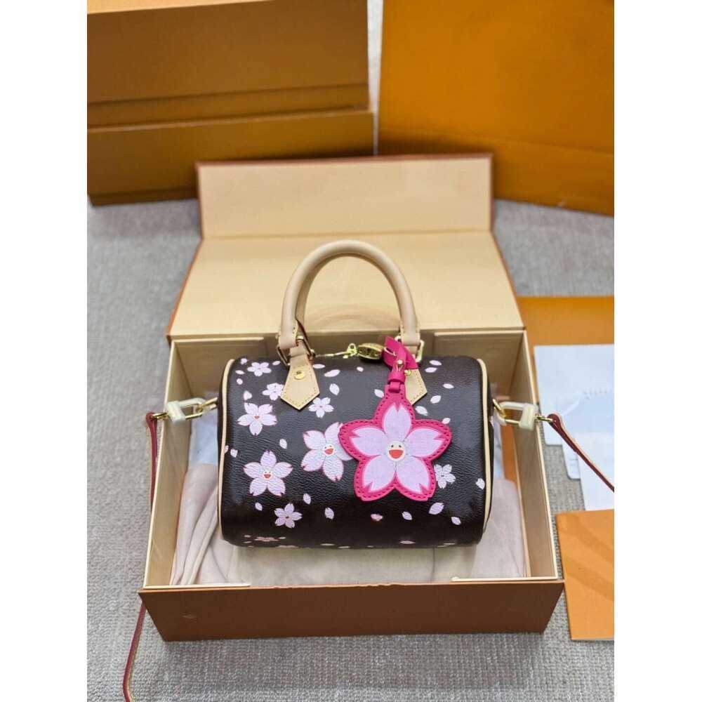 Sacs de soirée Sacs à bandoulières Sacs à bandoulières 10a Luxury Femme Murakami Disigner Sac Sakura en cuir Sacs d'épalsine rose Cherry Blossom