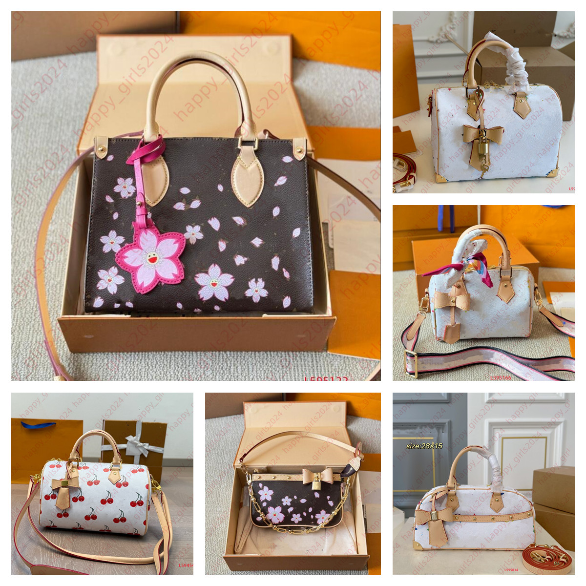 Luxury Designer Murakami Takashi Bags Speeys Pillow Totes Handbags on the go Shopping Purse Crossbody sakura Satchels Hobos Wallet Womens Shell Shou