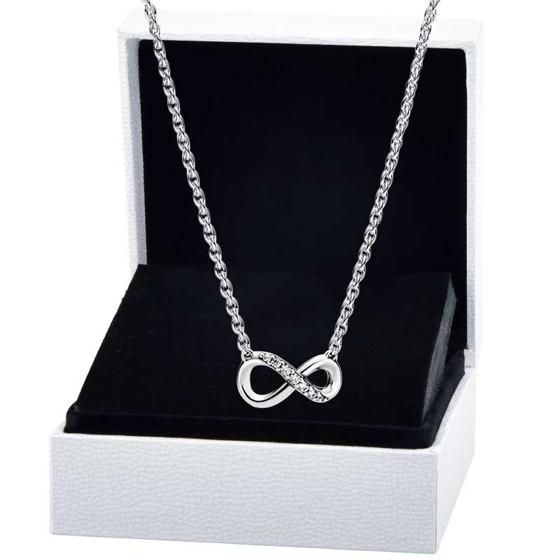 Sparkling Infinity Necklace 925 Sterling Silver Chain For Women Wedding Gift Jewelry Diamond Pendant Designer Necklace with Retail Box Top Quality W