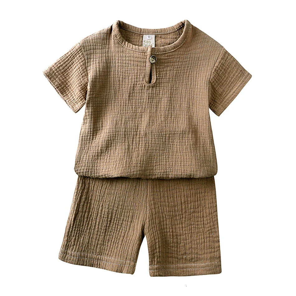 Tops et bas pour enfants garçons filles pyjamas lisses robes de tissage bébé tshirts shorts enfants
