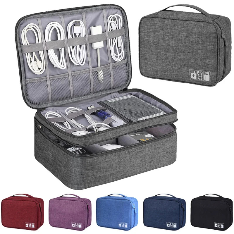 Sac de stockage de câble de voyage portable Sac de stockage électronique numérique imperméable USB Câble Chargeur de stockage Sac de stockage de