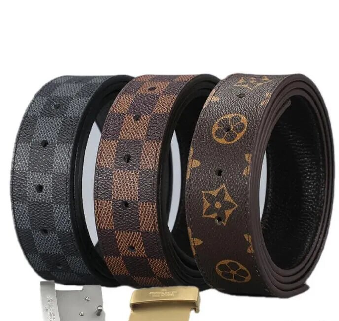 Designer mens belt womens belts designers ceinture homme fashion golden silver smooth buckle plaid unisex genuine leather letters belts105CM-125CM A