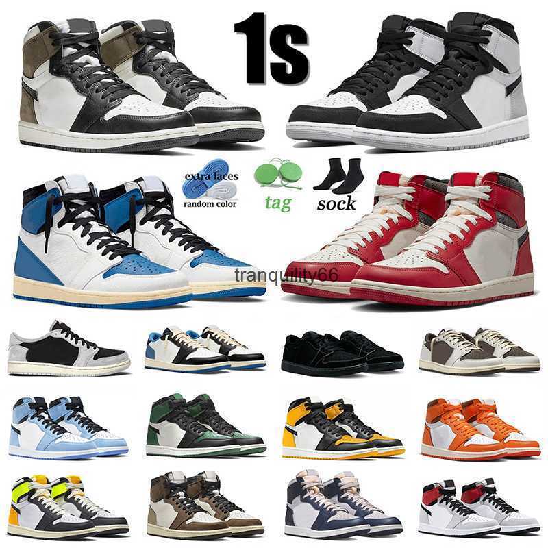 1s Mens Basketball Shoes Top 1 Sneakers Dark Mocha Grey Fog TS x Fragment Lost Found Black Cream Phantom Starfish Light Smoke Volt-image-829744598