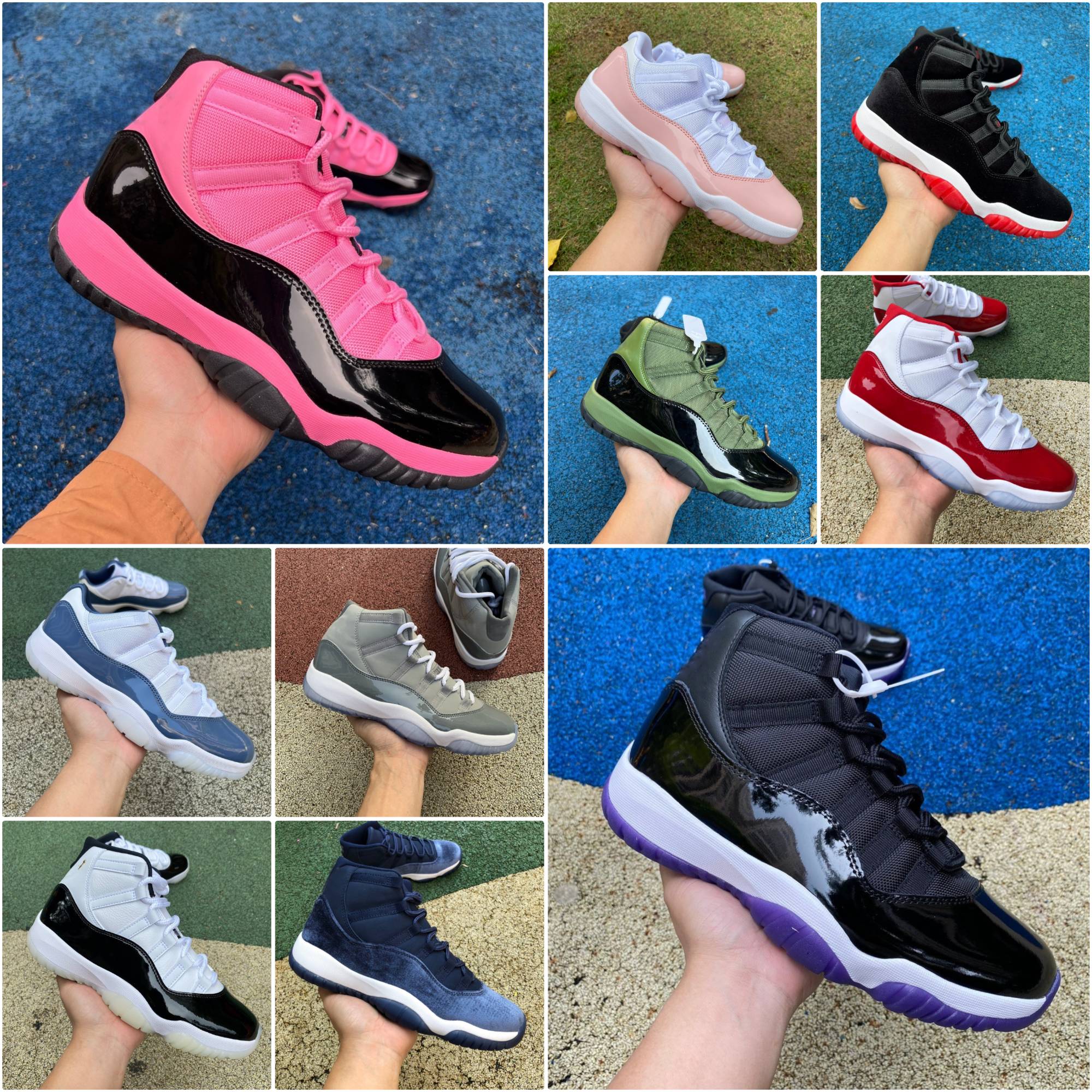Men Diffused Blue 11 Cherry 11s Basketball Shoes Igloo Space Jam Low Bred Red Velvet Midnight Navy Cool Grey Gamma Blue UNC Metallic Silver Women Sn