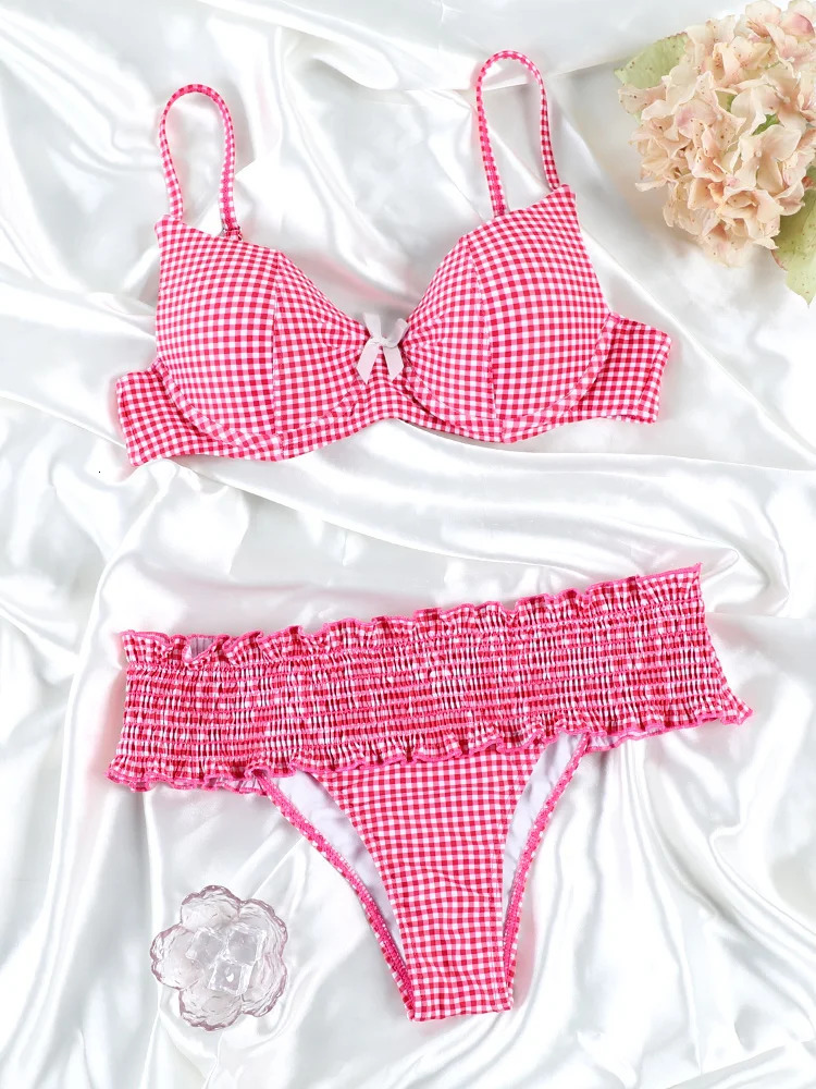 Miyouj push up bikini ensemble plaid se maillot de bain sexy de maillots de bain sexy femme à la plage