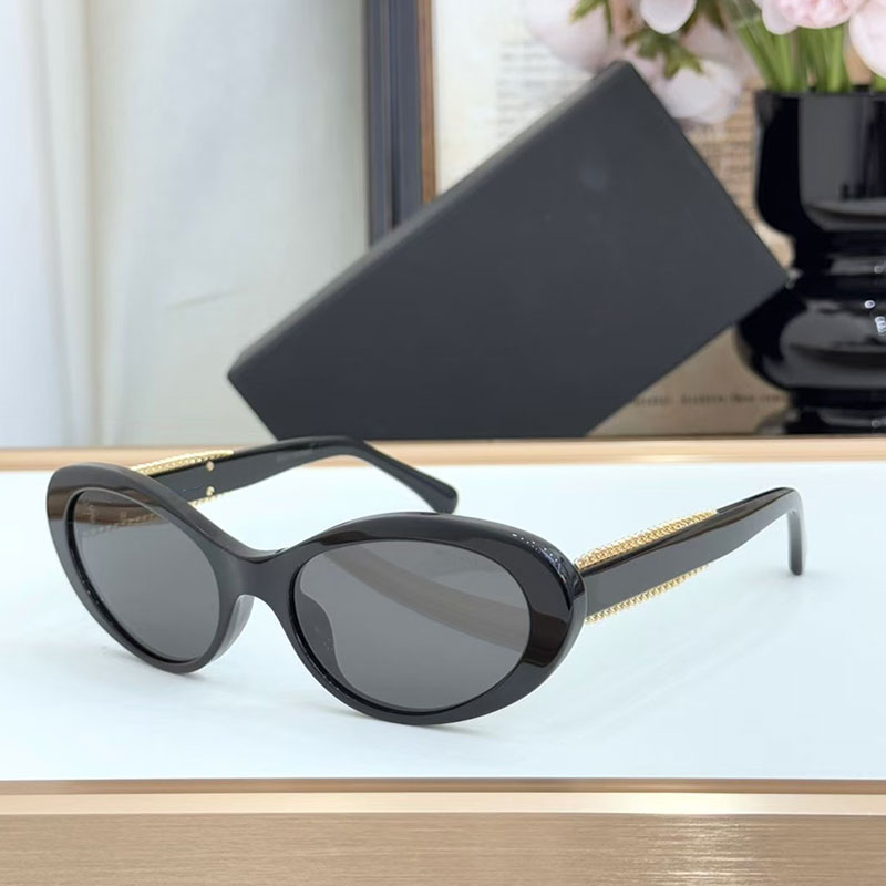 Ladies OVAL SUNGLASSES Luxury Brand Designer Ladies Black Cat Eye Fashion Sunglasses 5515-image-939424039