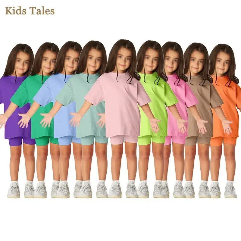 Kids Baby Boys Solid Oversize Tenues Toddler T-shirt à manches courtes Topsshort Cycling Leggins Enfants Summer Coton Coton Vêtements 250324