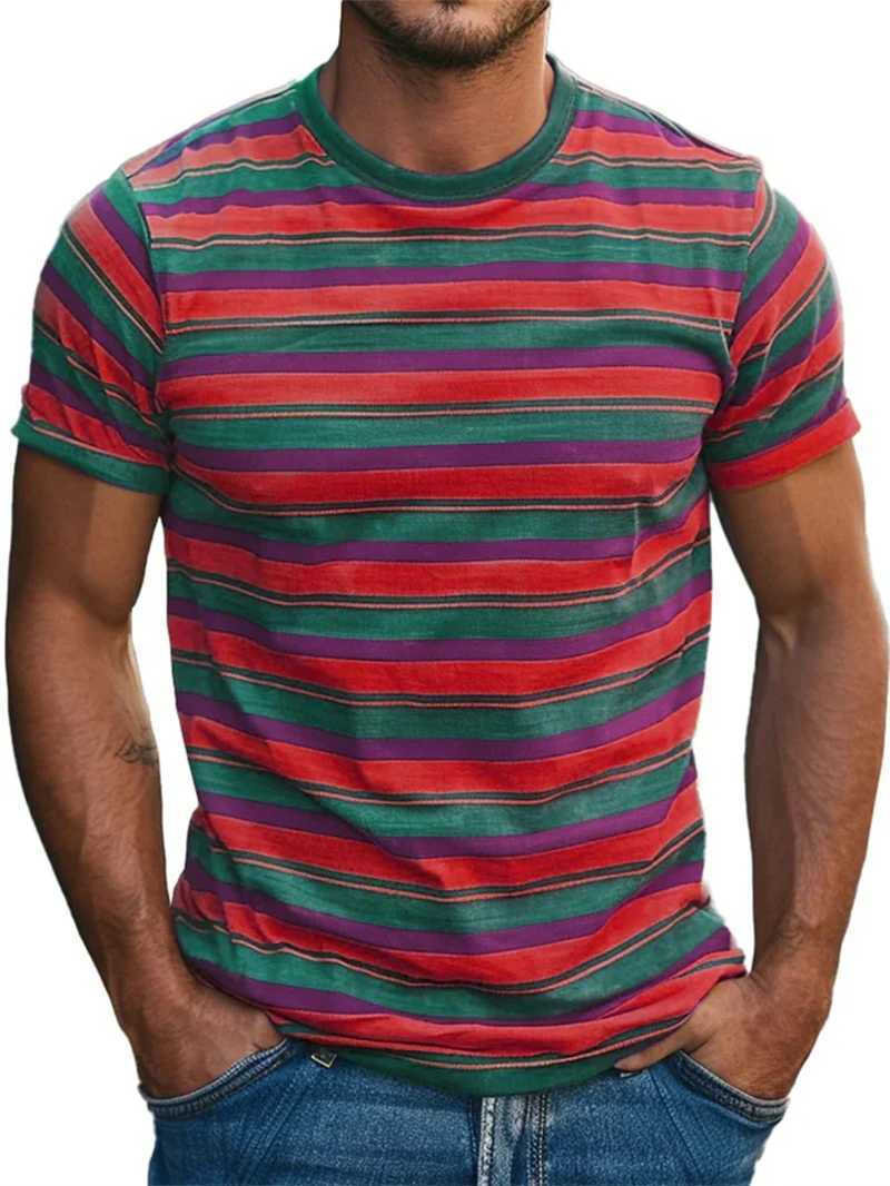 T-shirt imprimé 3D Mens Retro Striped 3D T-shirt à manches à manches à manches à manches à manches à manches à manches courtes T-shirt T-shirt Sp