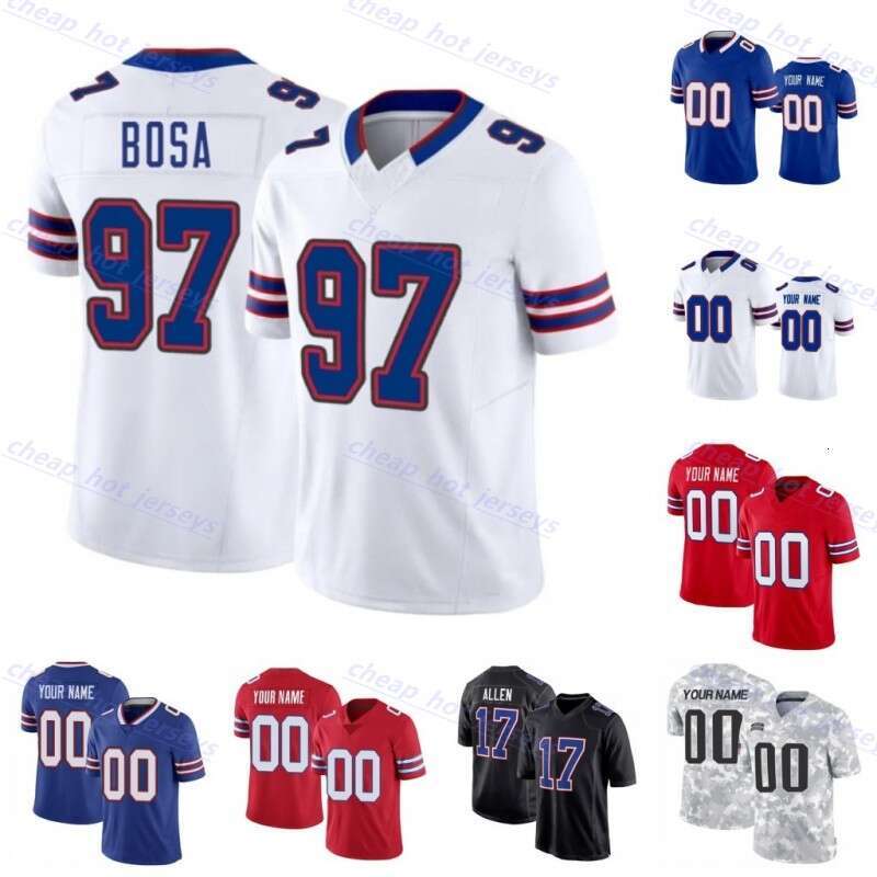 Joey Bosa Custom Football Jersey Josh Allen Dalton Kincaid Keon Coleman Dawson Knox Dion Dawkins James Cook Khalil Shakir Curtis Samuel Josh Palm-image-991665969