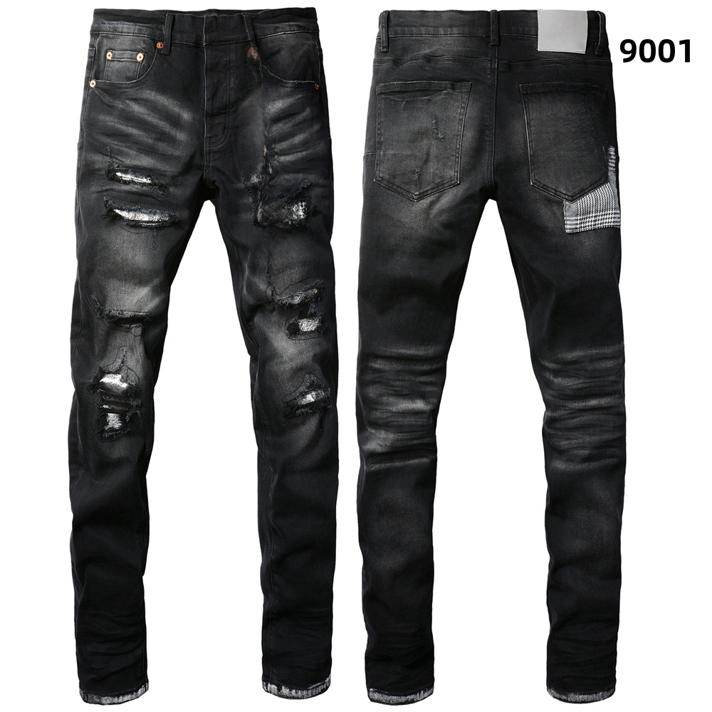 mens designer purple jeans men pencil pants hole print hip hop black jeans streetwear white trousers fashion pants high end quality slim fit purples