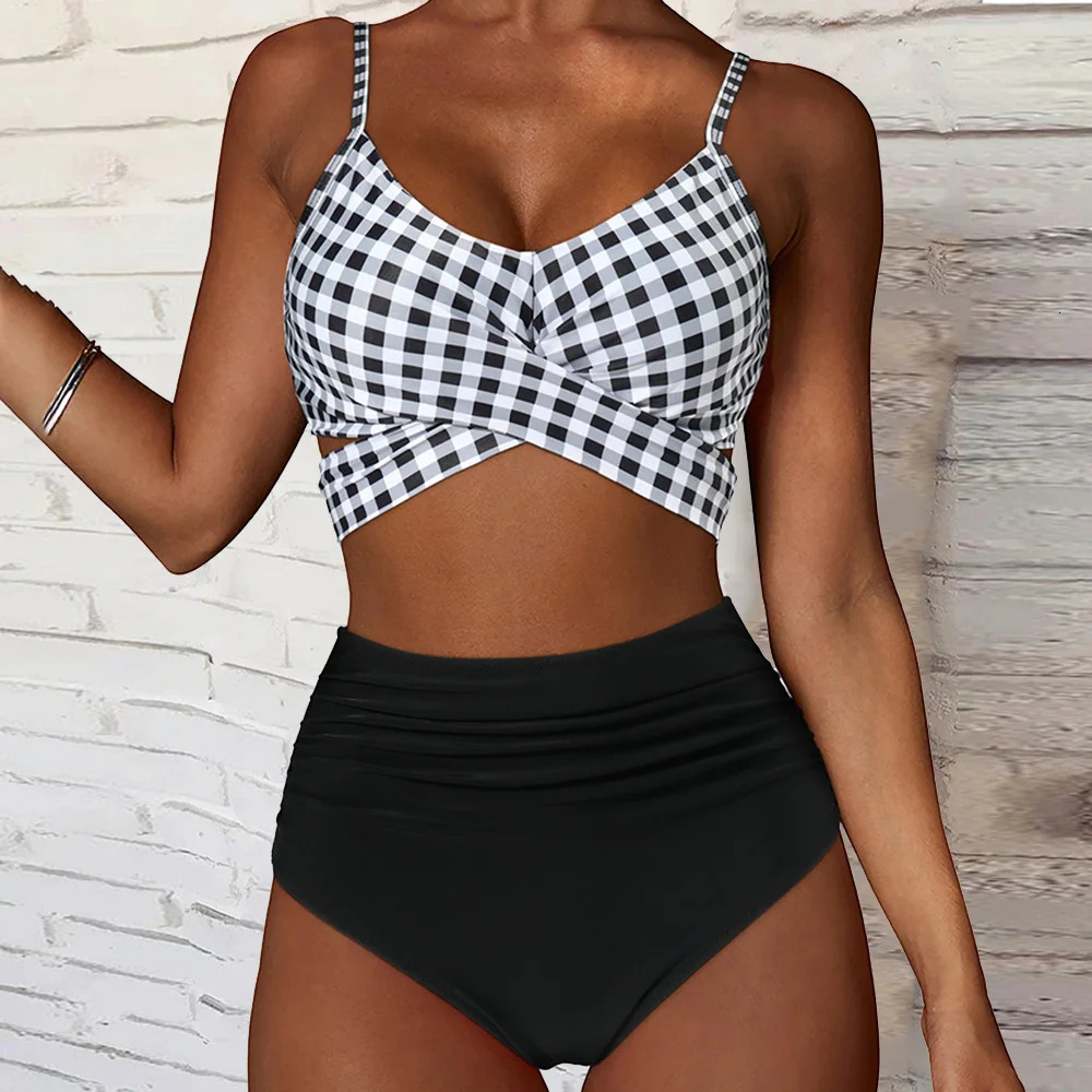 High Waist Sexy Bikini Set 2024 Biquini Swimwear Women Two Pieces Swimsuit Floral Beachwear VNeck Bathing Suits Female 250311