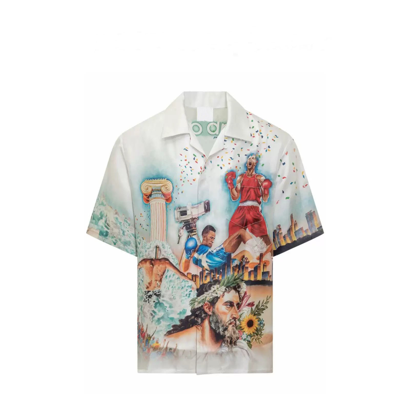 25ss Athens Fight Button Up Silk Shirts Cabalnca Vacation Loose Deisnger Hawaii Vacation Short Sleeve Shirt Casablnca Men and Women Blouses