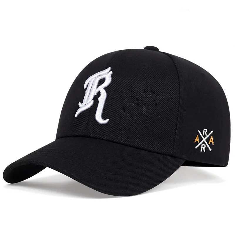 Embroidered R Womens Baseball Hat Autumn/Winter Cotton Adjustable Snap Cap Casual Hip Hop Womens Baseball HatXJ250325