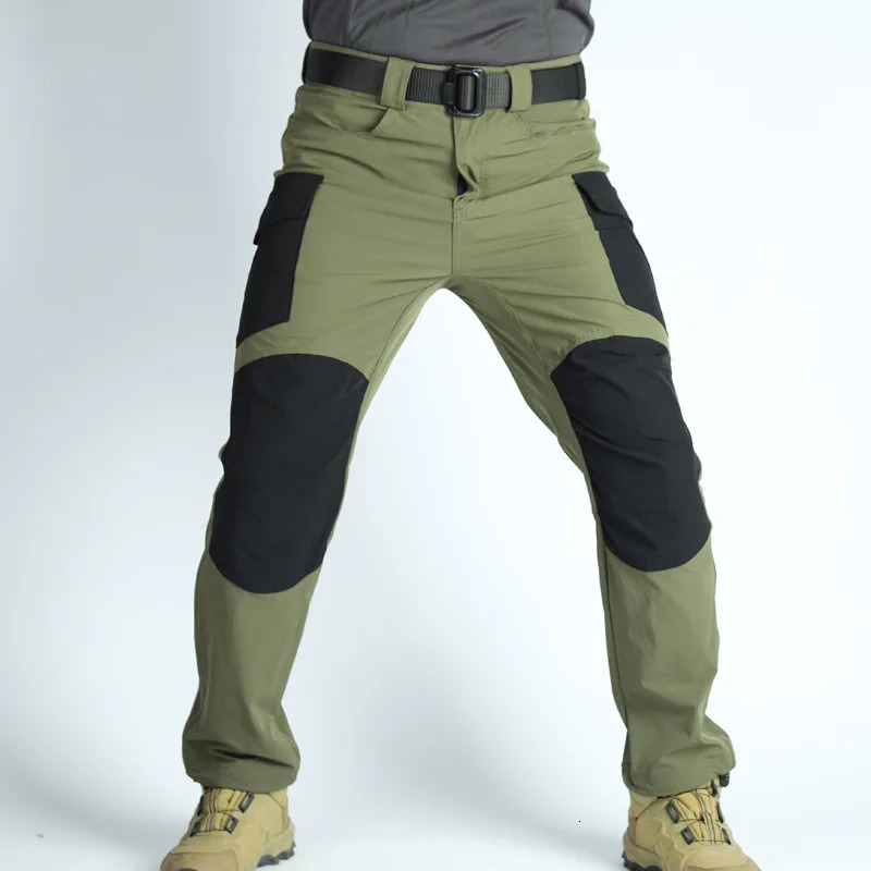 Mens tactical pants waterproof cargo lightweight hiking outdoor multi pocket work breathable fast drying clothing 250322Z