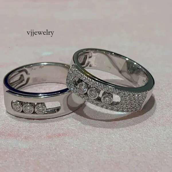 Designer Jewelry High End Wind Three Diamond Sliding Dynamic Men and Womens Ring Versatile Couple Pair