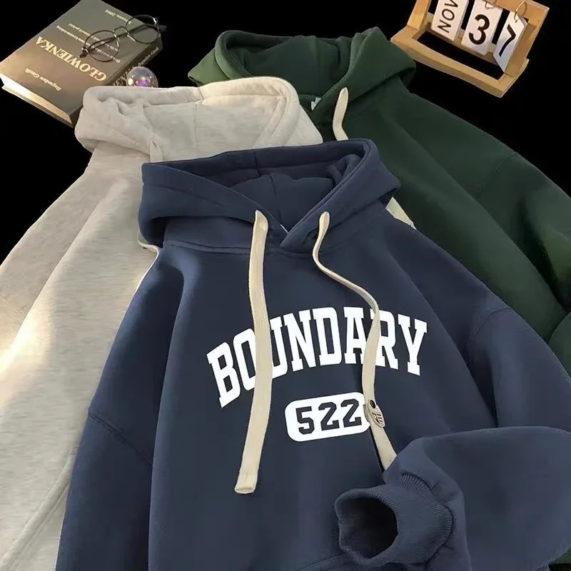 Y2K Retro Mens Hoodie Autumn Letter Printed Pullover Sweater Oversized Casual Street 250322Z