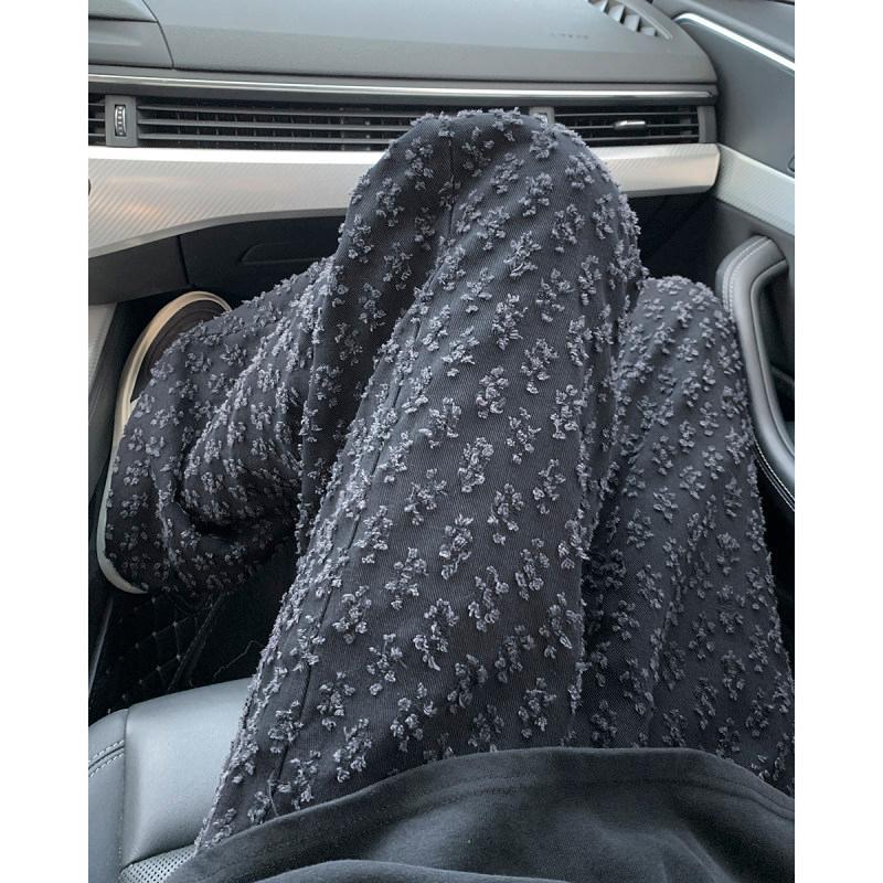 High street hip-hop pants, trendy brand, cool and trendy, explosive street jacquard full print jeans, men's straight leg pants 2025