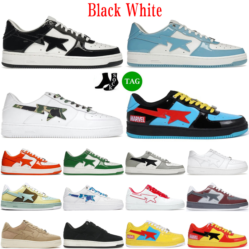 2025 Designer Low Men Women Running Shoes Star Sneakers Camo Combo Black Red White UNC Orange Pink Grey Beige Mens Trainers Skateboarding Size 36-45