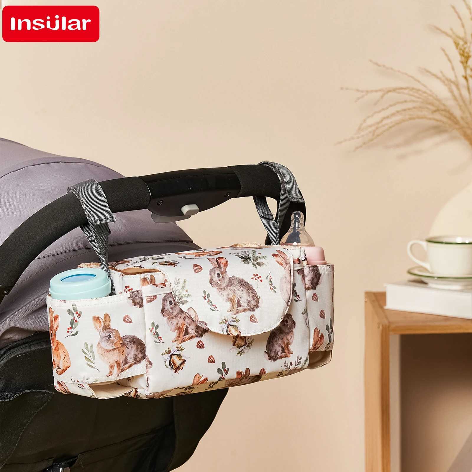 Stroller Bag Mommy Bag Diaper Baby Nappy Bag Stroller Accessories Large Capacity Outdoor Travel Nappy Water Cup HolderC250326-image-1050588725