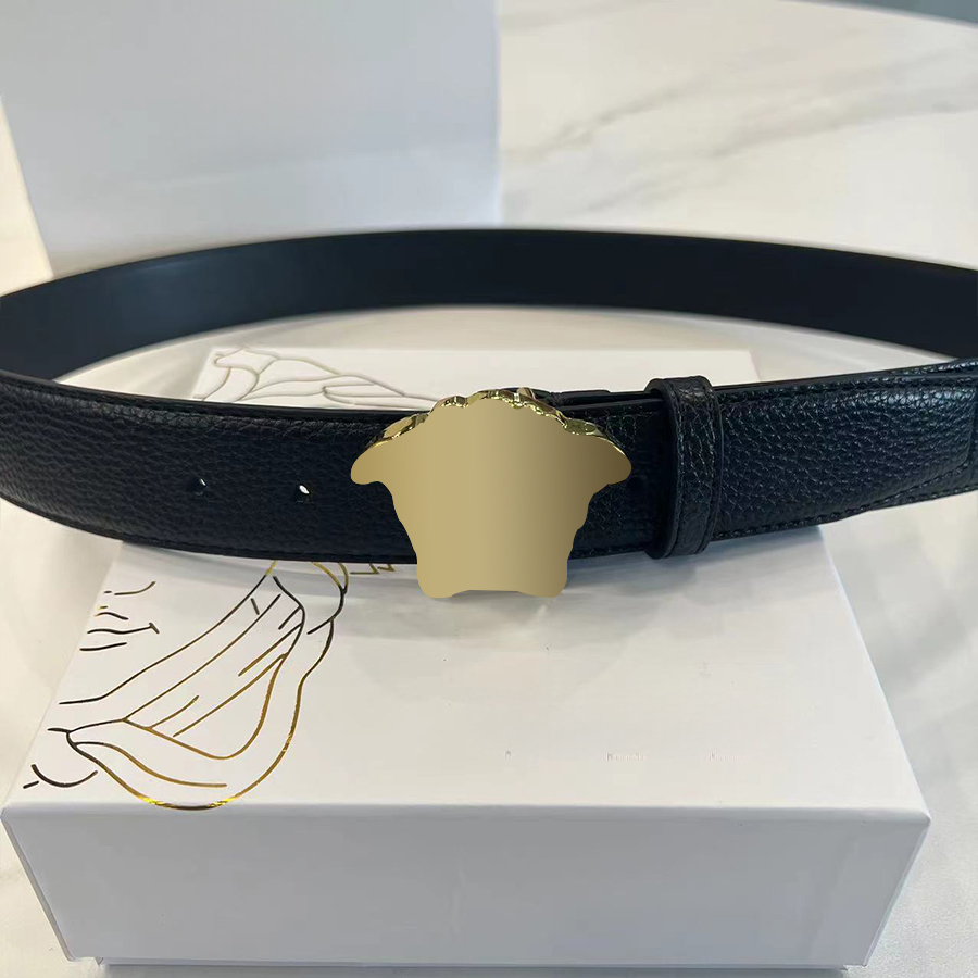 Mens Belt Designer Genuine Leather Belts 3.8cm 4cm Width Classic Smooth Buckle Cowhide Waistband for Women 90-125cm Length Gold Sliver Black-image-890848724