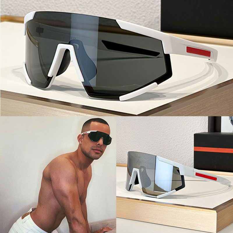 Male and female designer PR Linea Rossa Impavid sunglasses geometric nylon W frame acetate legs windproof cool Lunettes SPS04W temple with red la-image-929729788