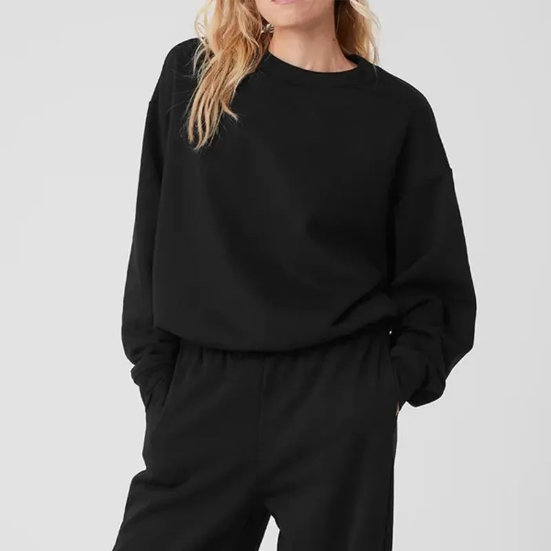 Womens Yoga set Sweatshirt Loose Long sleeved Top Round Neck Top Gym Sweatwear Unisex Casual Sweat Tops Womens Sportswear workout sets 3D
