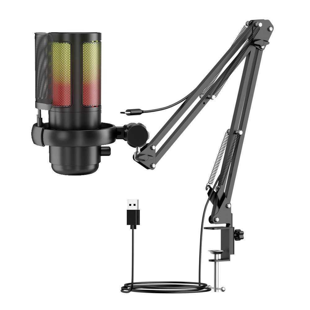 Live microphone Glitz light Mobile phone K Song recording conference computer esports game professional condenser mic S25326-image-1034788087
