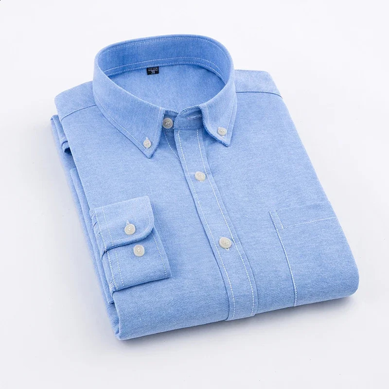 Spring mens cotton Oxford rotating long sleeved shirt with real pocket for business leisure fashion and paradigm tops 250326BJ