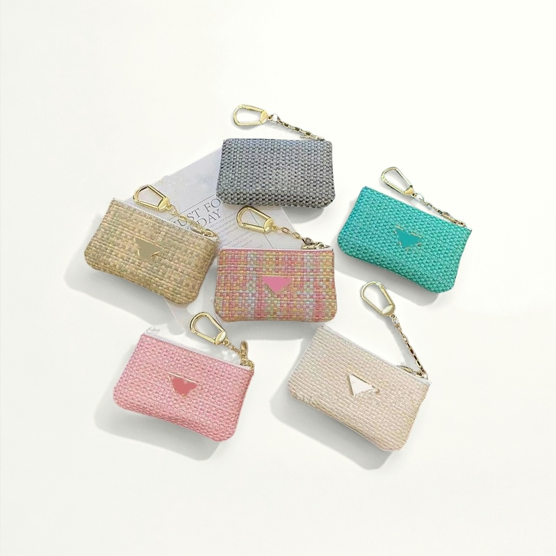 Designer Keychain Brand Key Bag Light Luxury Weaving Texture Zero Wallet Zipper Card Bag Storage Universal keychain wallet-image-949814041