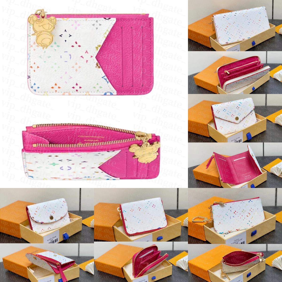 25ss New takashi murakami wallet Designer purse Womens Mens card holder Leather Colorful Luxury zippy wallets keychain id Business cardholder coin p