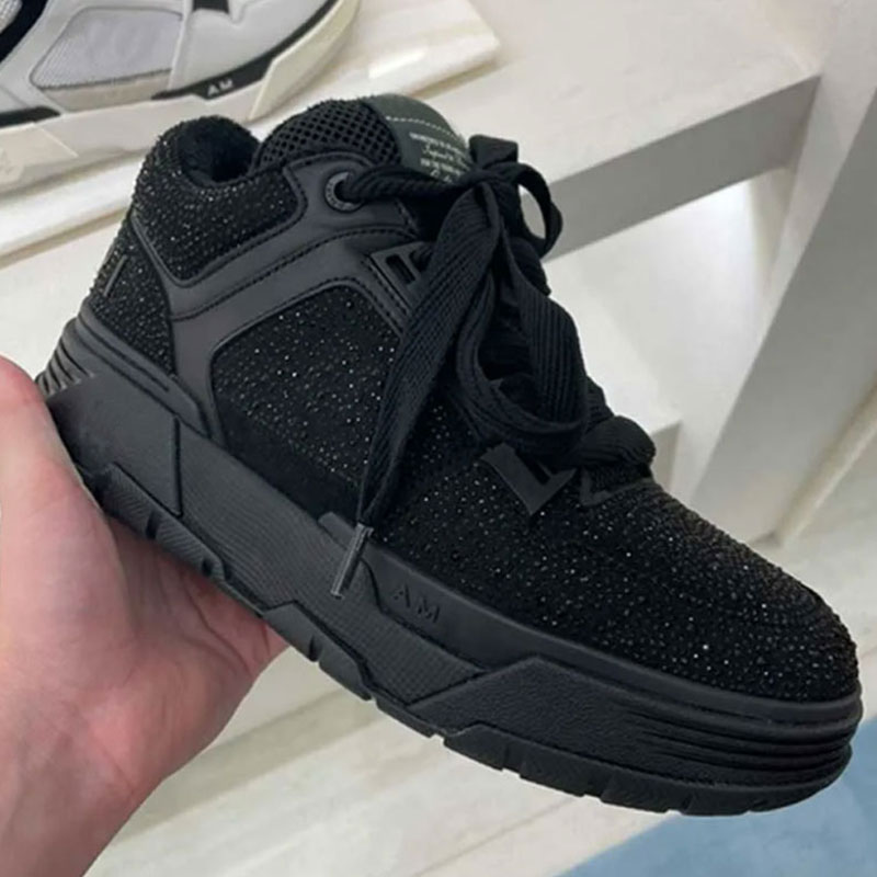 Designer Men Crystal MA1 Sports Shoes Crystal Inlay and 100% Cowhide Upper 2025 Autumn New Women Black Diamond Sneakers Retro Mens MA-1 Casual Shoes