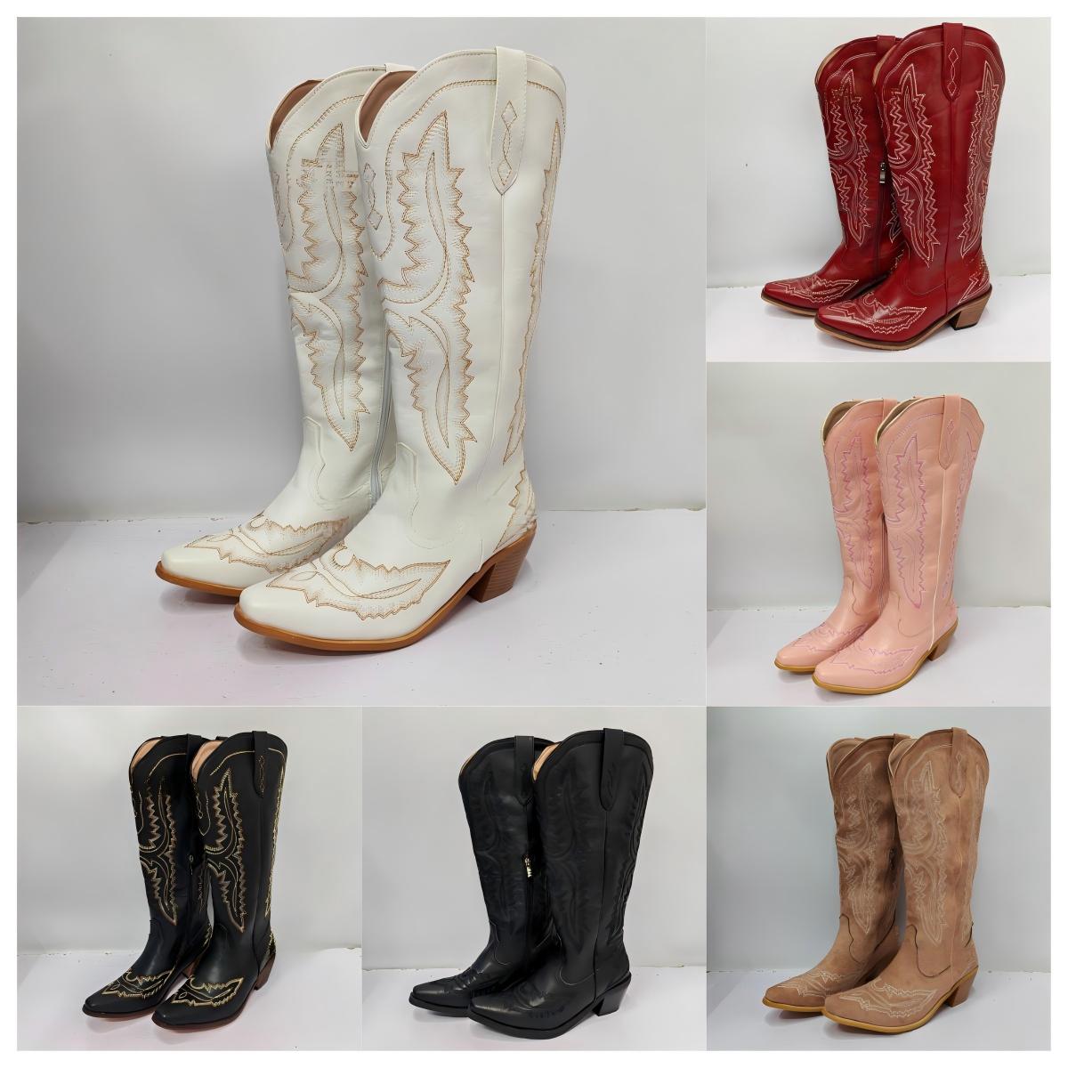 autumnwinter womens european and american pointed thick high heel tube large western zipper cowboy boots 2025 cowboyboots women designer boots