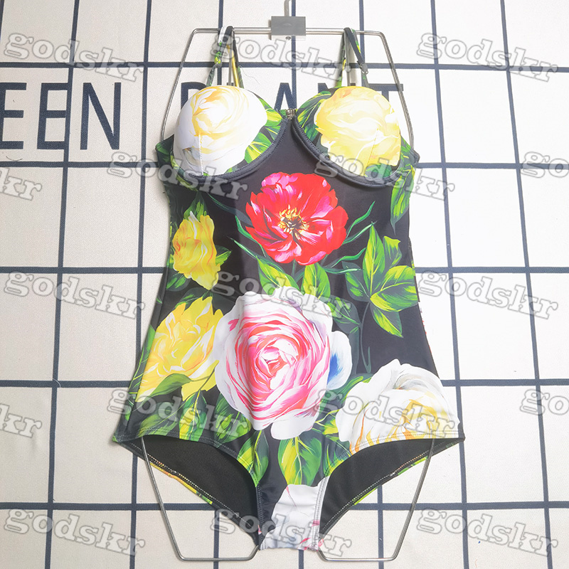 Flower Print Swimswear Femmes Sexy Push Up Maignure de maillot de bain Bikini One Piece Swimsuit Vacation Tenues Summer Swimming Surfing