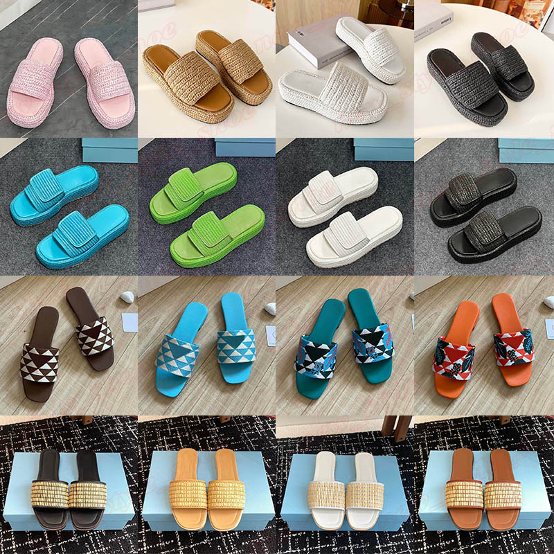 2025 Summer Fashion Designer Famous Sandals Men Women Pantoufle Slides Black White Pink Slide Plate-forme Low P Sandal Outdoor Loafers Shoes