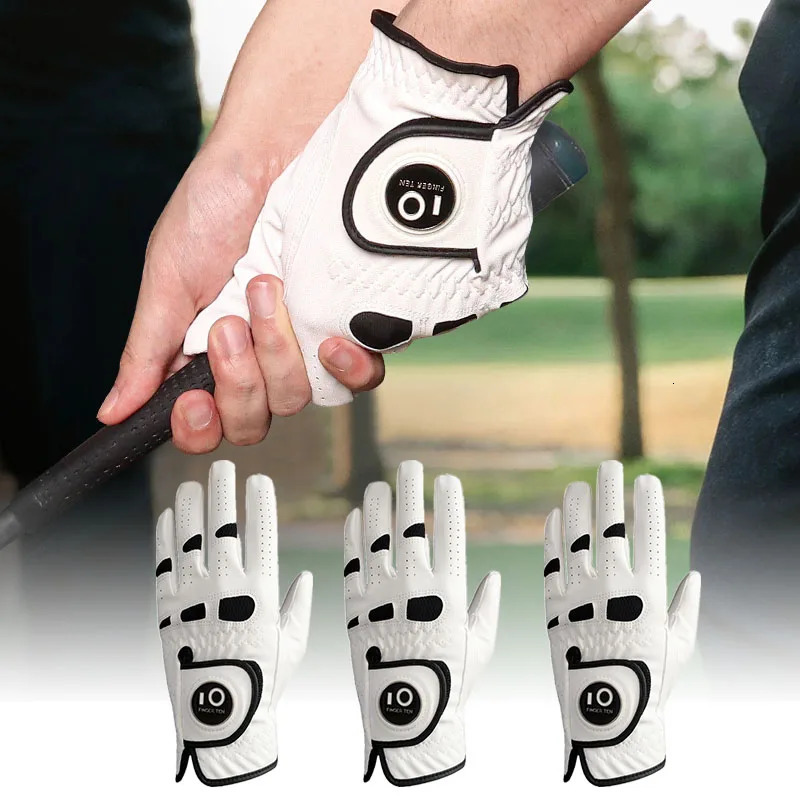 Gants de Golf hommes main gauche droitier golfeur 3 Pack avec marqueur de balle en cuir souple Weathersof Grip 250326