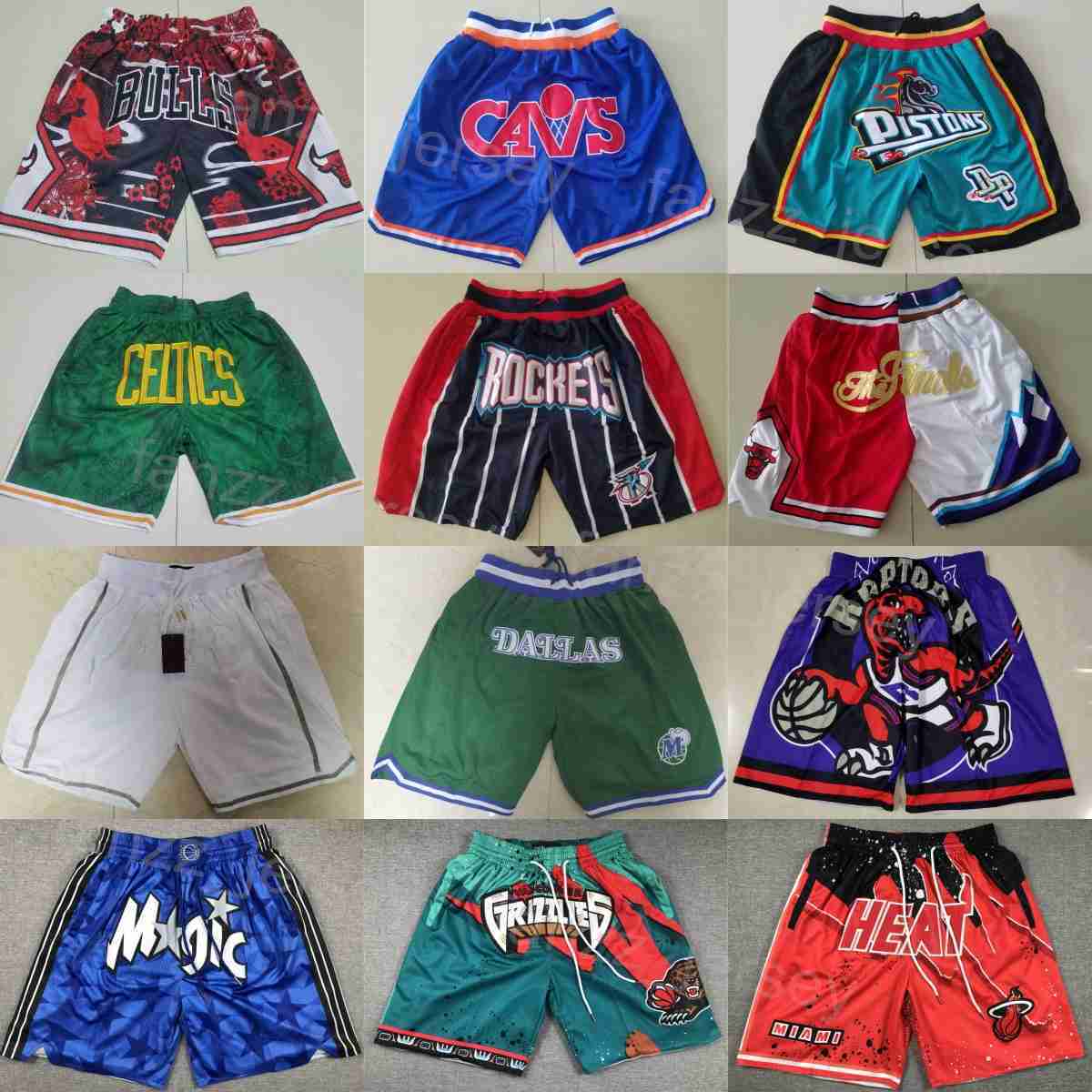 Pantaloncini da basket tascabili da uomo Just Don Pantaloni sportivi con cerniera in vita elastica e coulisse Pantaloni da corsa ad asciugatura rapi