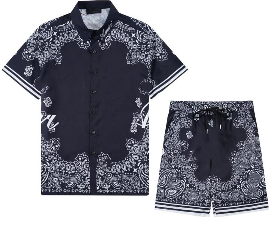 Mens T Shirts Men's Tracksuits shorts Hawaiian Shirts Fashion Floral Print Button Down Casual Shirts Mens Summer beach Shirt-image-923720295