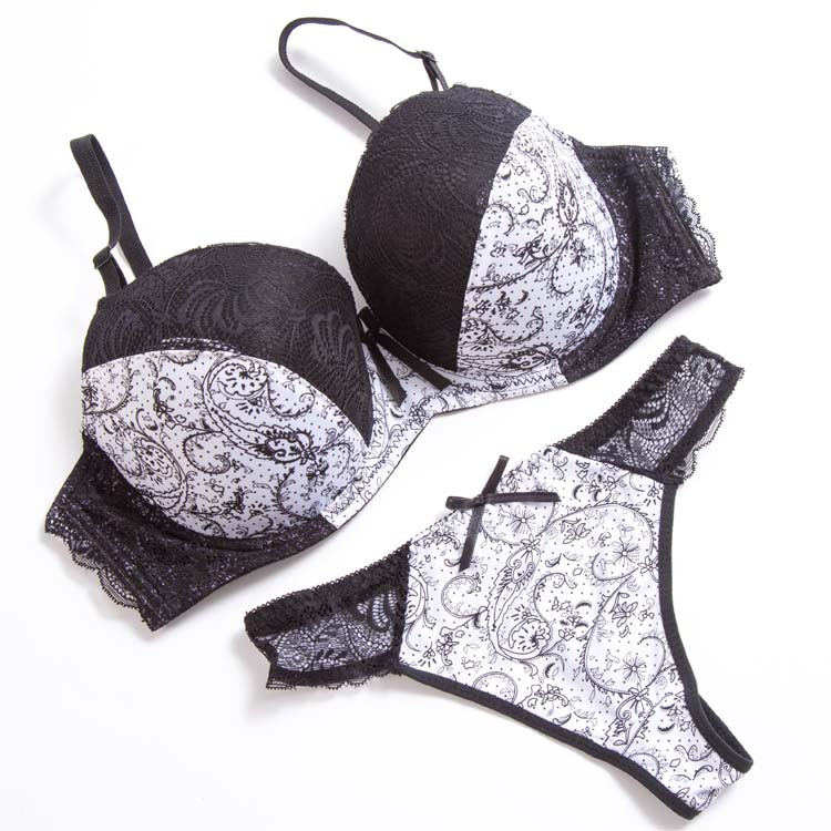 2 pièces / lot mode araignée araignée mince cotthon marque rembourrée respirant push up coton ensemble de soutien-gorge pour femmes grand buste 7