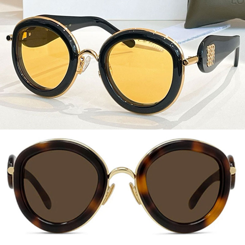 Womens rotundity Metal Sunglasses LW40130U metal frame yellow lenses personalized gold logo outdoor shopping protection UVA UVB 100% sunglasses w-image-824878699